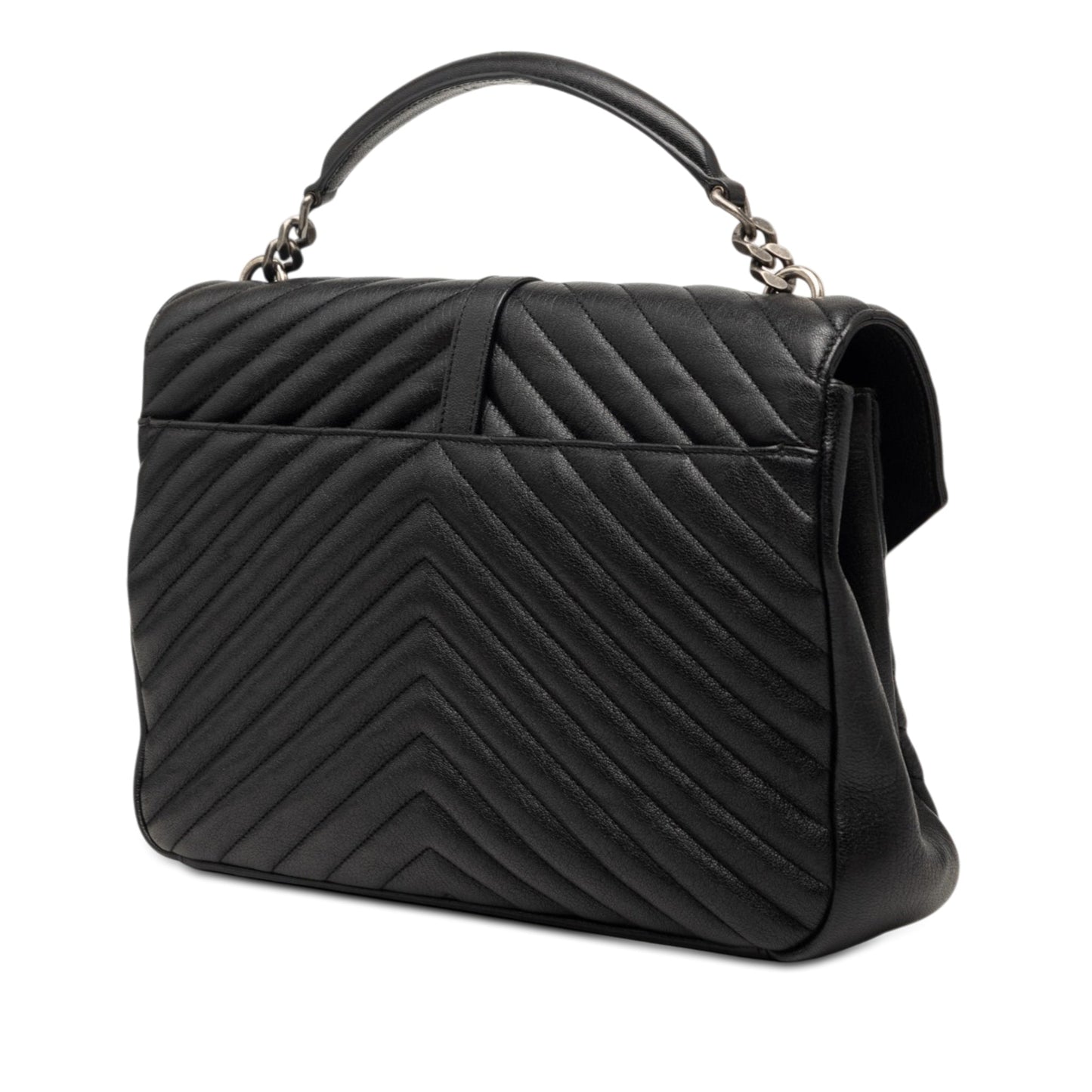 Saint Laurent Large Chevron Sheepskin Monogram College Bag