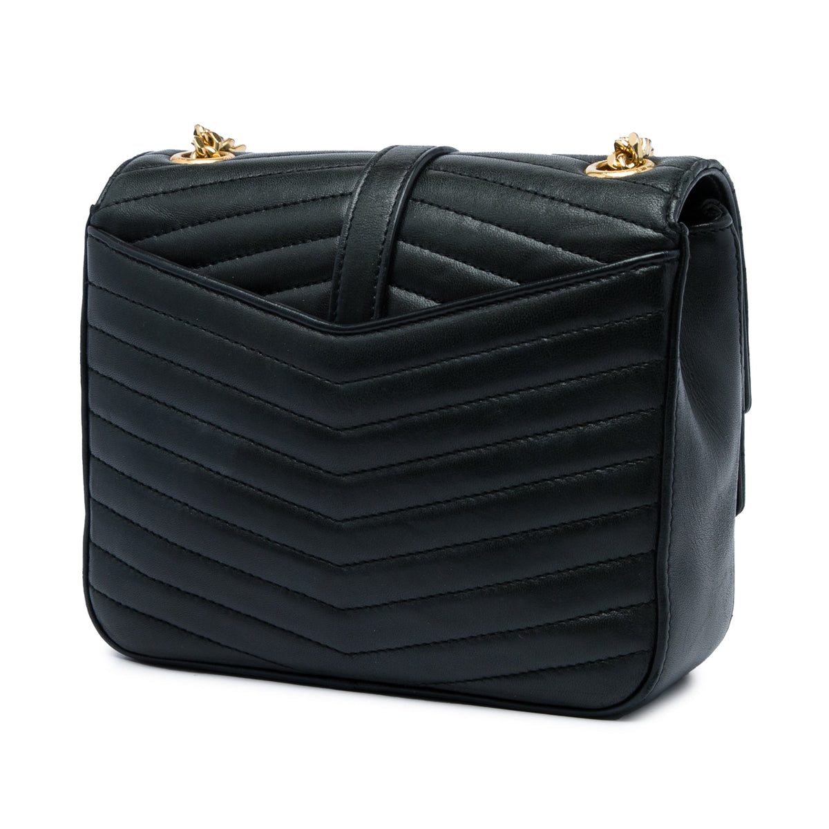 Saint Laurent Small Chevron Lambskin Monogram Sulpice Bag — Green