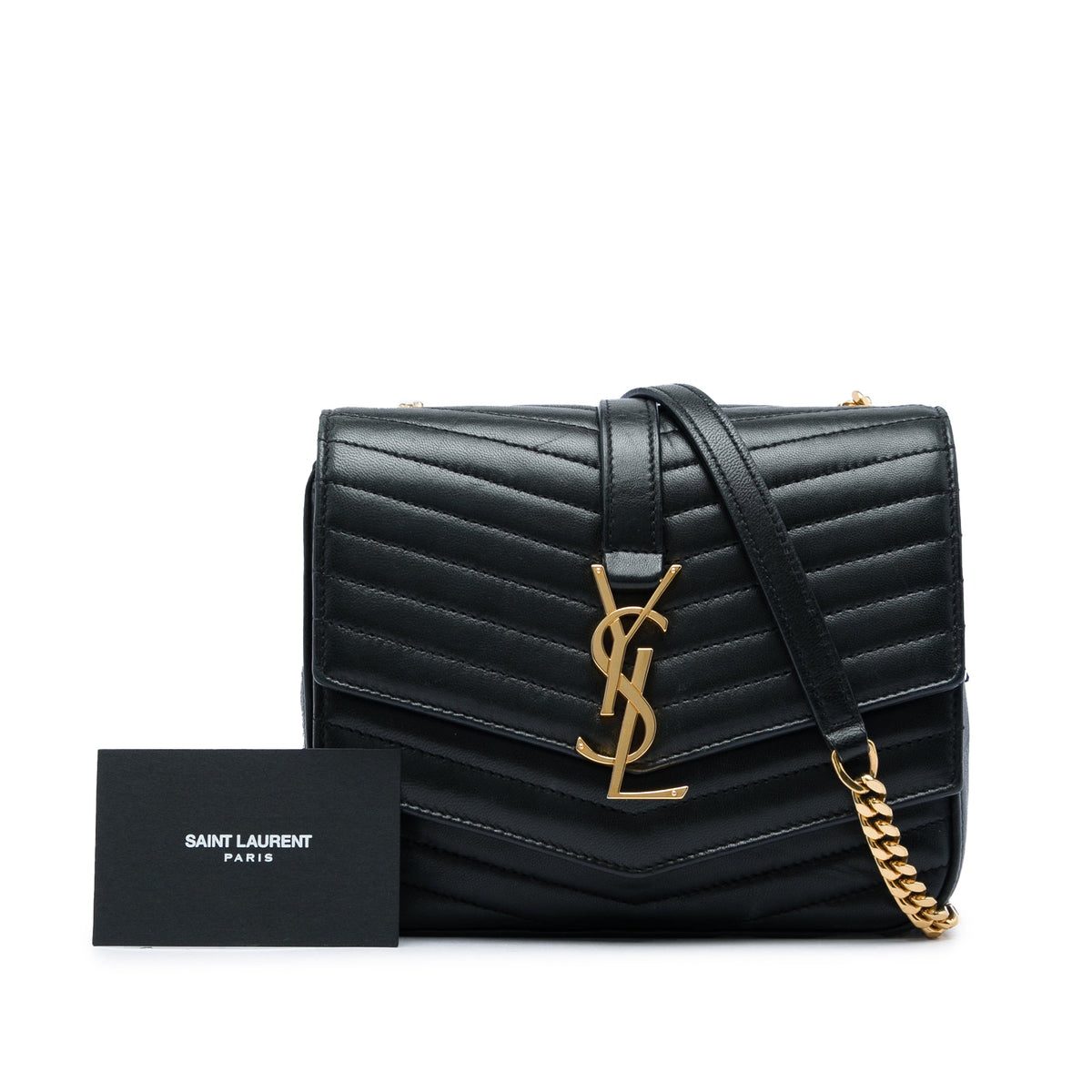 Saint Laurent Small Chevron Lambskin Monogram Sulpice Bag — Green