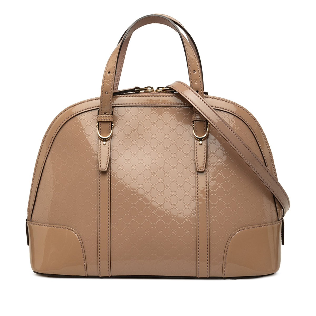 Gucci Small Microguccissima Patent Nice Satchel — Beige