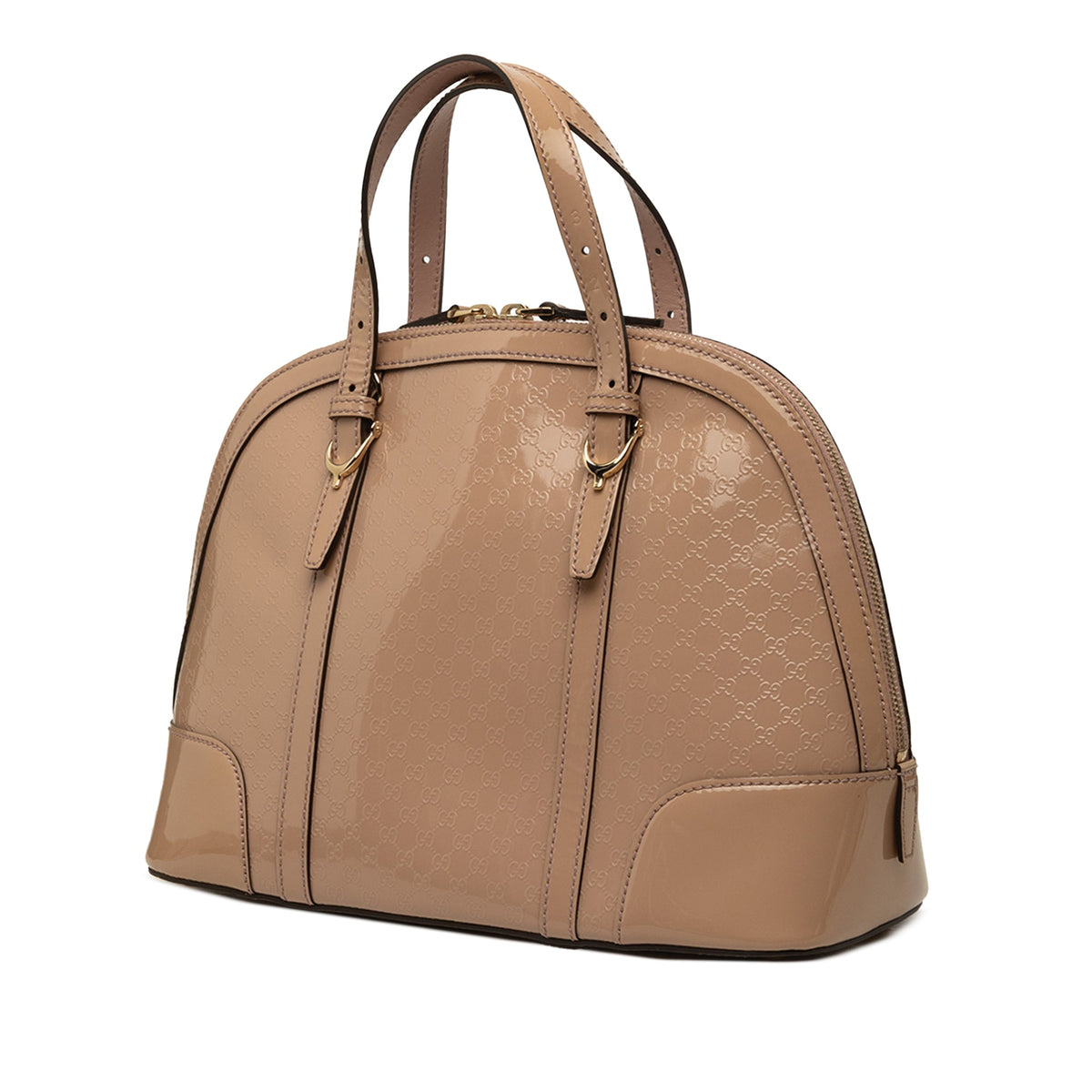 Gucci Small Microguccissima Patent Nice Satchel — Beige