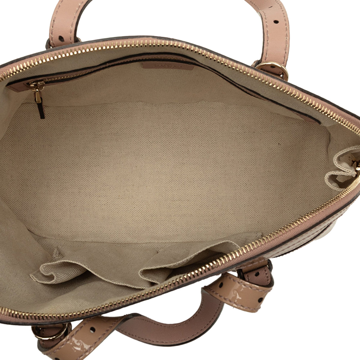 Gucci Small Microguccissima Patent Nice Satchel — Beige