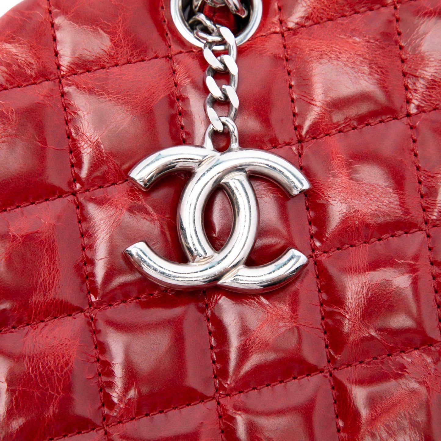 Chanel Large Quilted Crinkled Patent Just Mademoiselle Bowling Bag