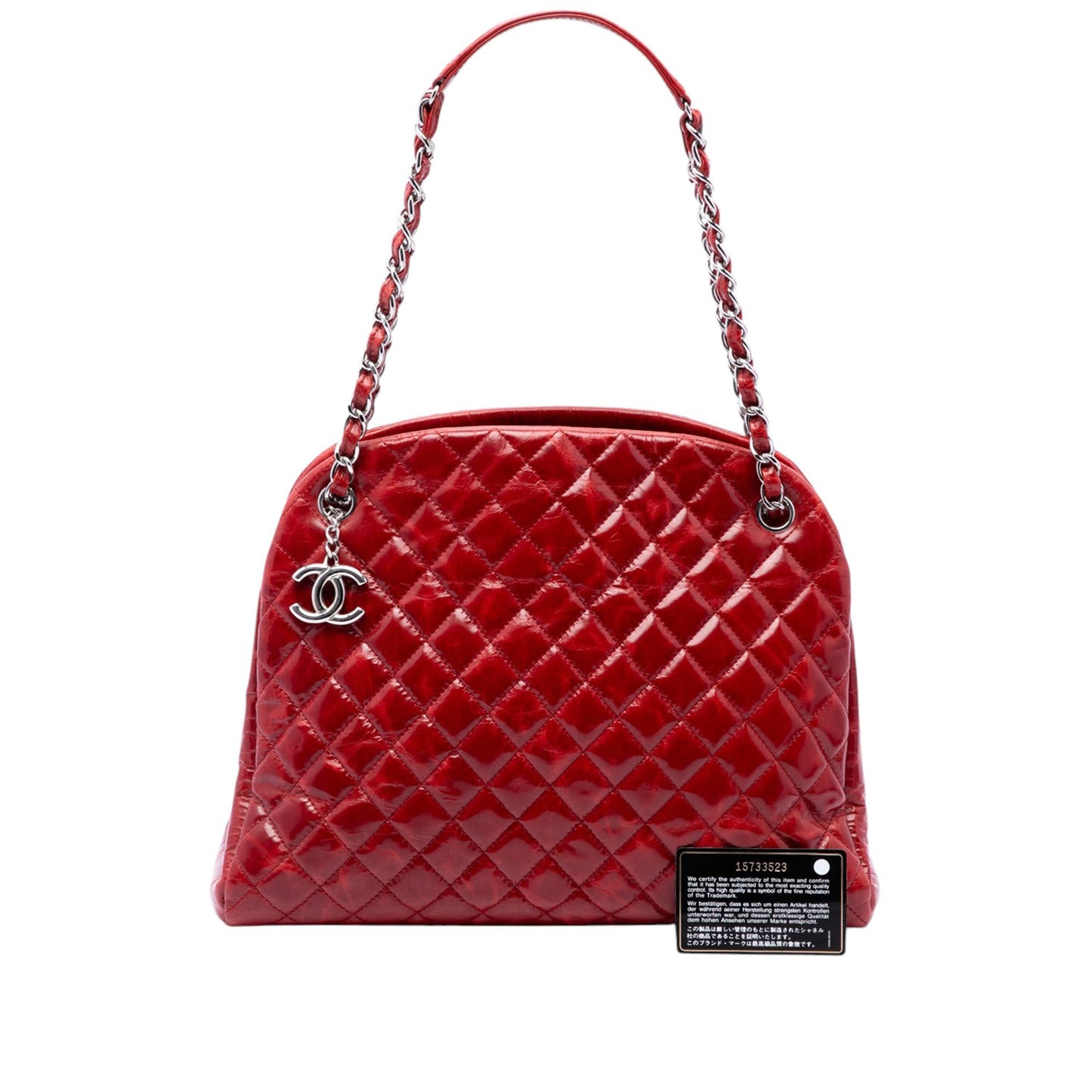 Chanel Large Quilted Crinkled Patent Just Mademoiselle Bowling Bag