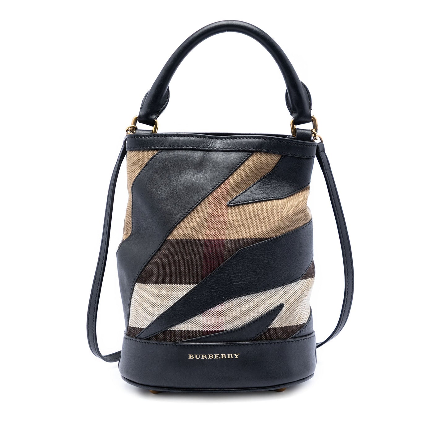 Burberry Mega Check Canvas and Leather Bucket Bag