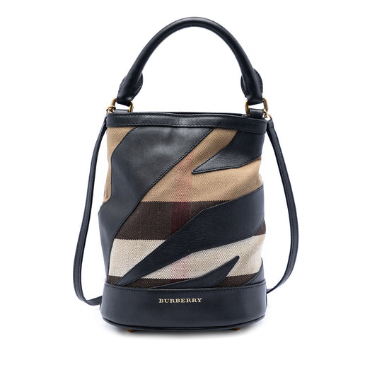 Burberry Mega Check Canvas and Leather Bucket Bag