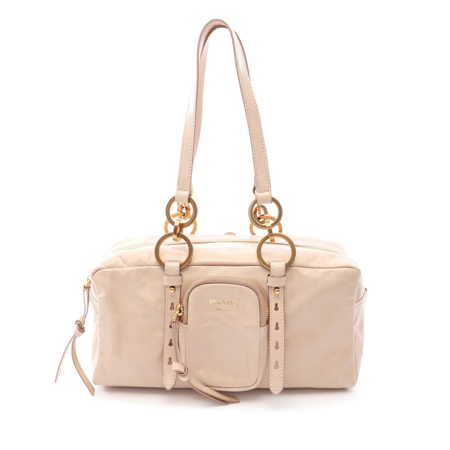 Prada Medium Leather Dangle Top Handle Bag