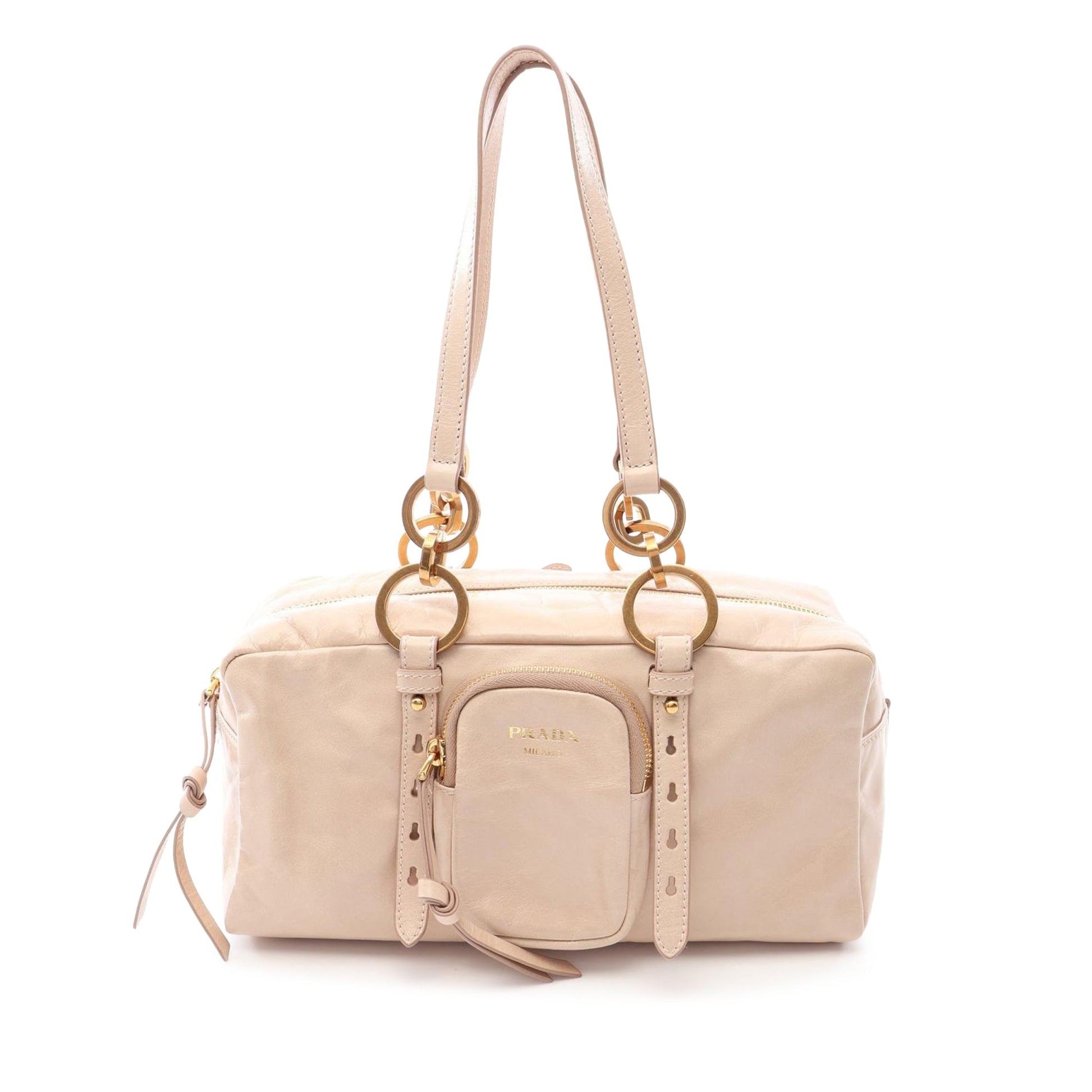 Prada Medium Leather Dangle Top Handle Bag