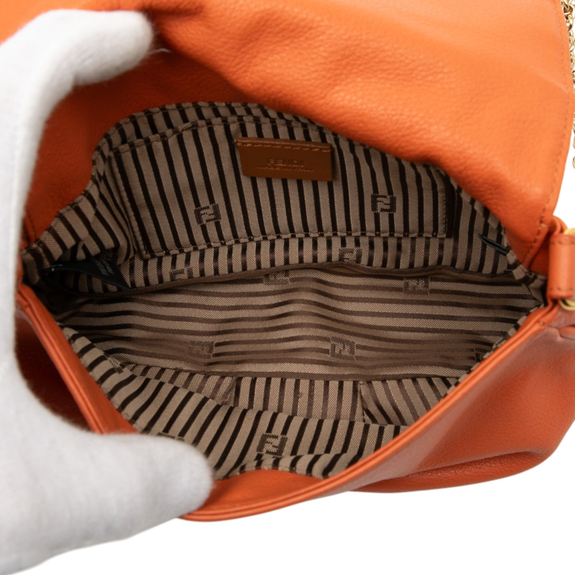 Fendi Leather Fendista Pochette Crossbody