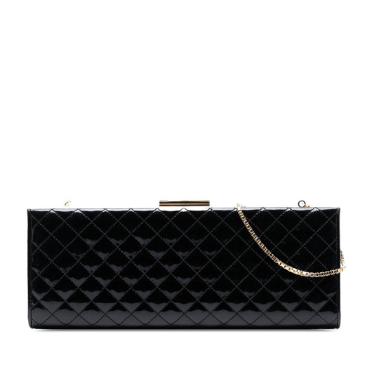 Ferragamo Quilted Patent Clutch with Chain