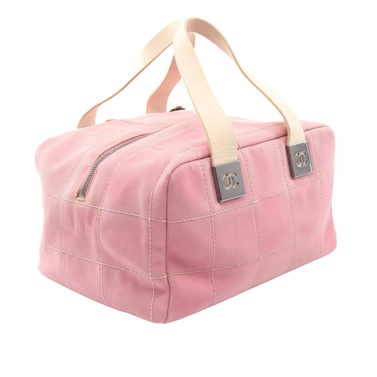 Chanel CC Canvas Chocolate Bar No.5 Camellia Bowling Bag