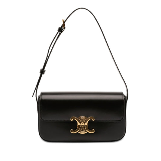 Celine Shiny Calfskin Triomphe Claude Shoulder Bag