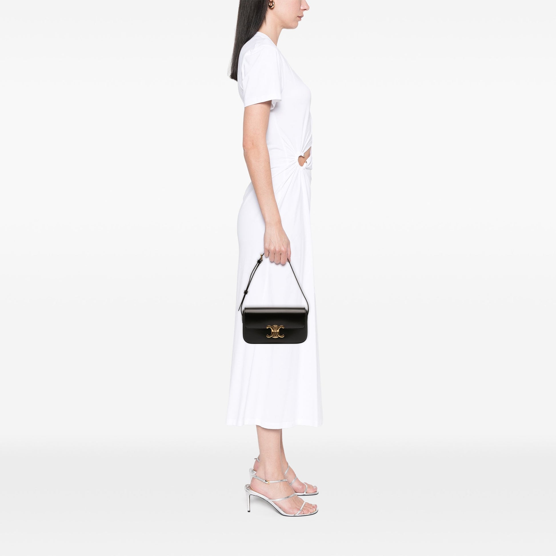 Celine Shiny Calfskin Triomphe Claude Shoulder Bag