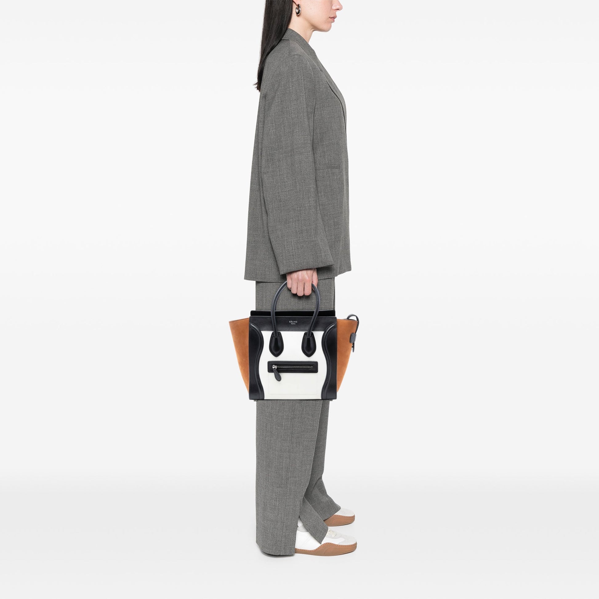 Celine Micro Tricolor Nubuck and Calfskin Luggage Tote