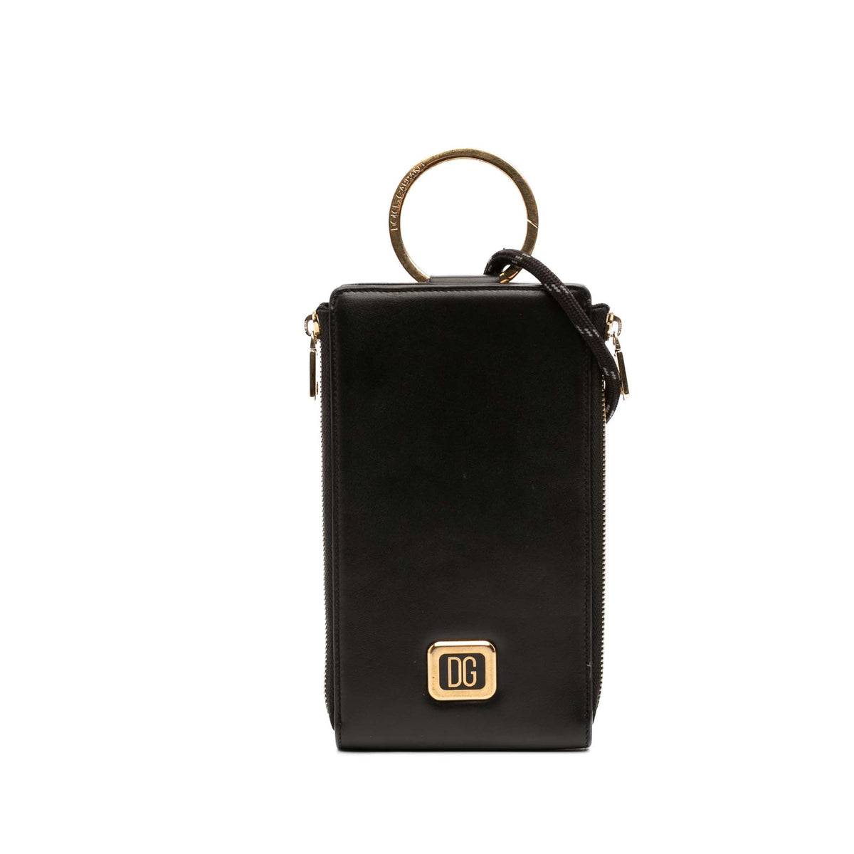 Dolce & Gabbana Calfskin Logo Plaque Strapped Wallet