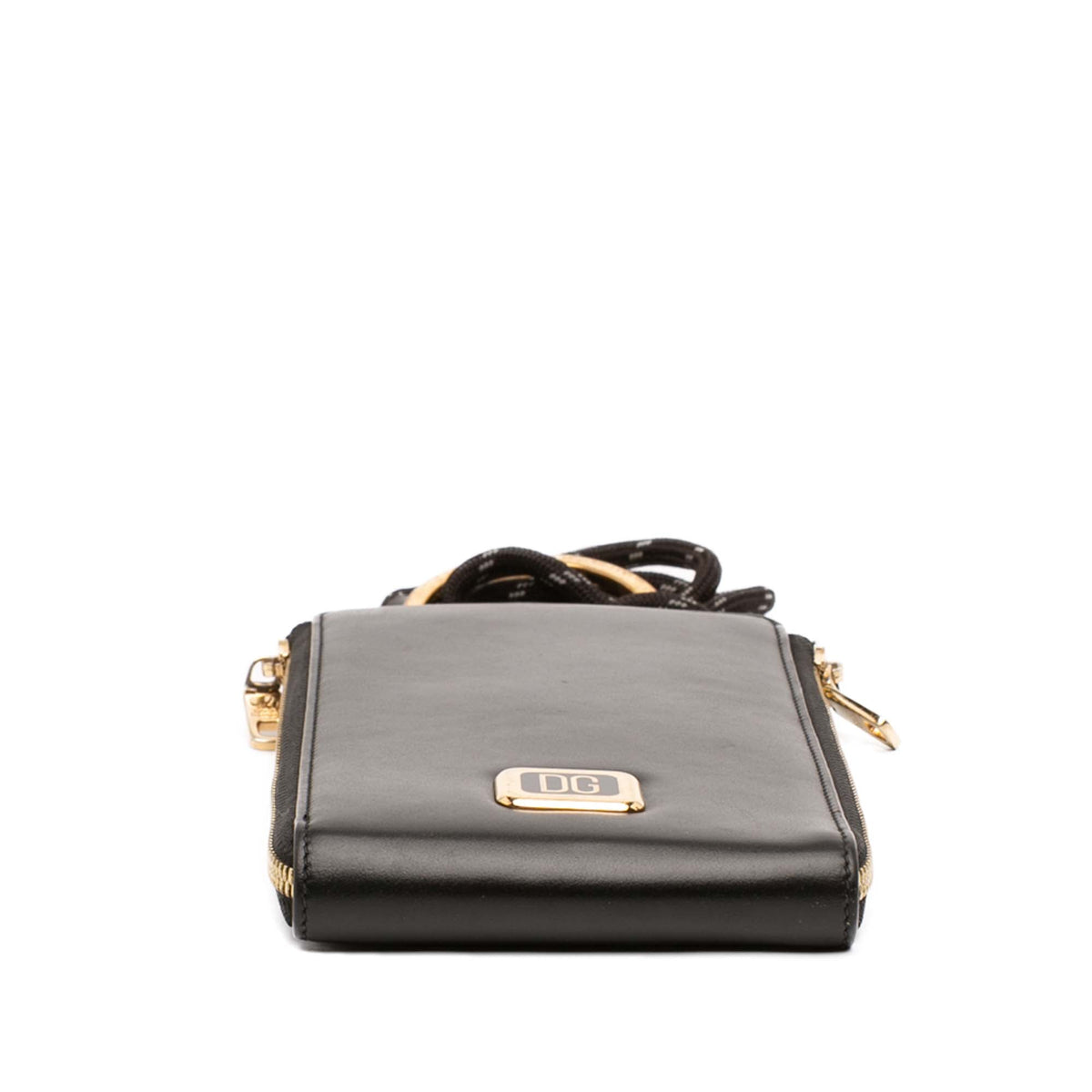 Dolce & Gabbana Calfskin Logo Plaque Strapped Wallet