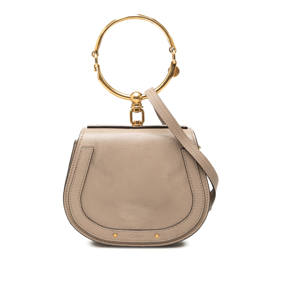 Chloé Small Leather Nile Bracelet Satchel — Beige