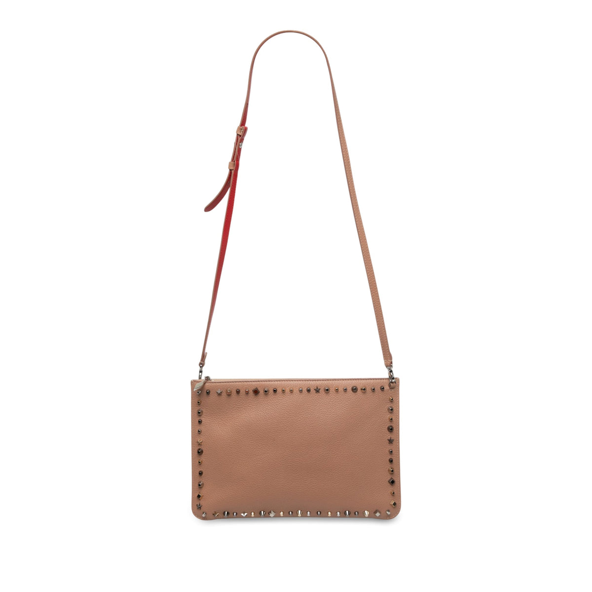 Christian Louboutin Leather Empire Trashmix Spike Loubiclutch Clutch with Strap — Brown