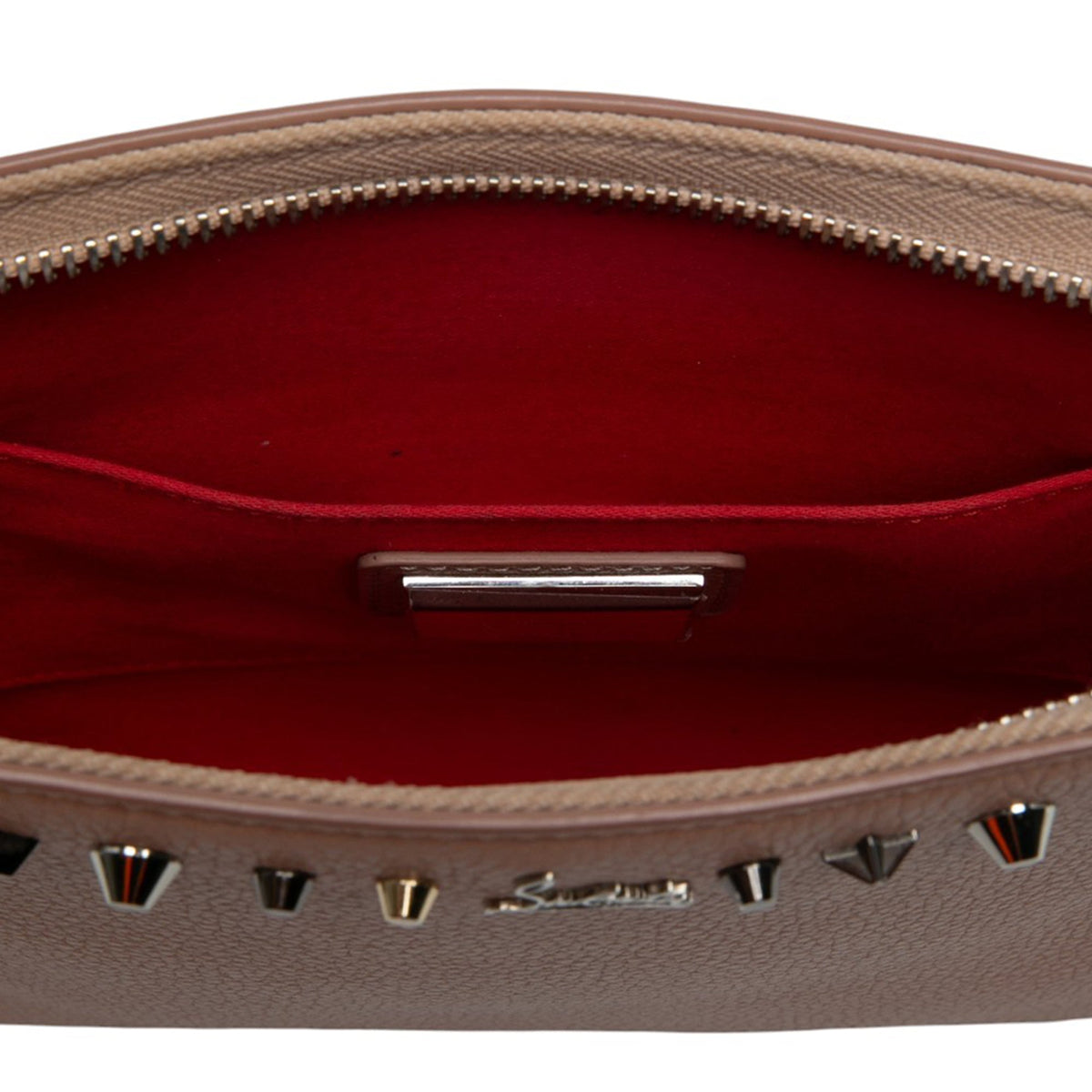 Christian Louboutin Leather Empire Trashmix Spike Loubiclutch Clutch with Strap — Brown