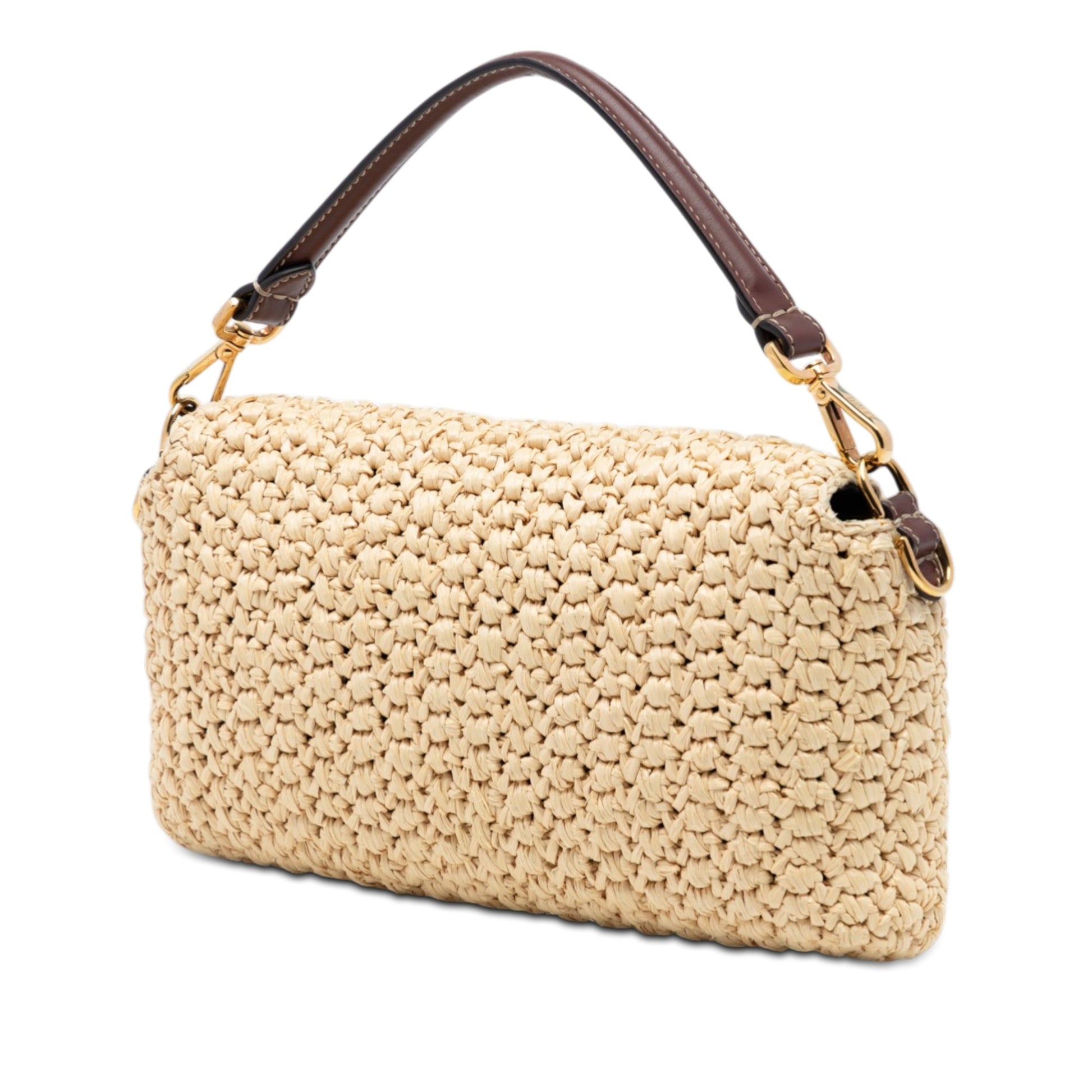 Fendi Crochet Raffia Baguette Satchel
