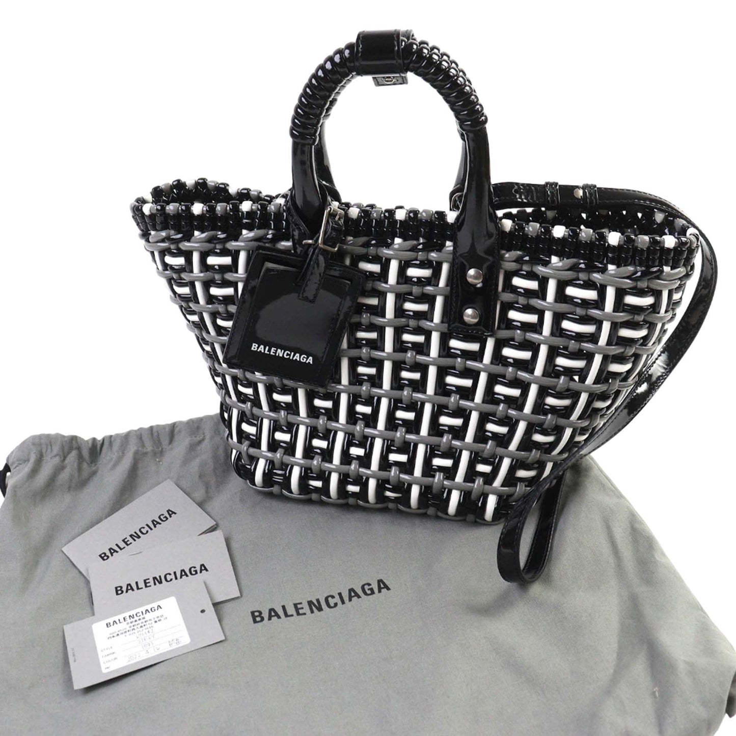 Balenciaga Faux Leather Bistro Basket Bag XS