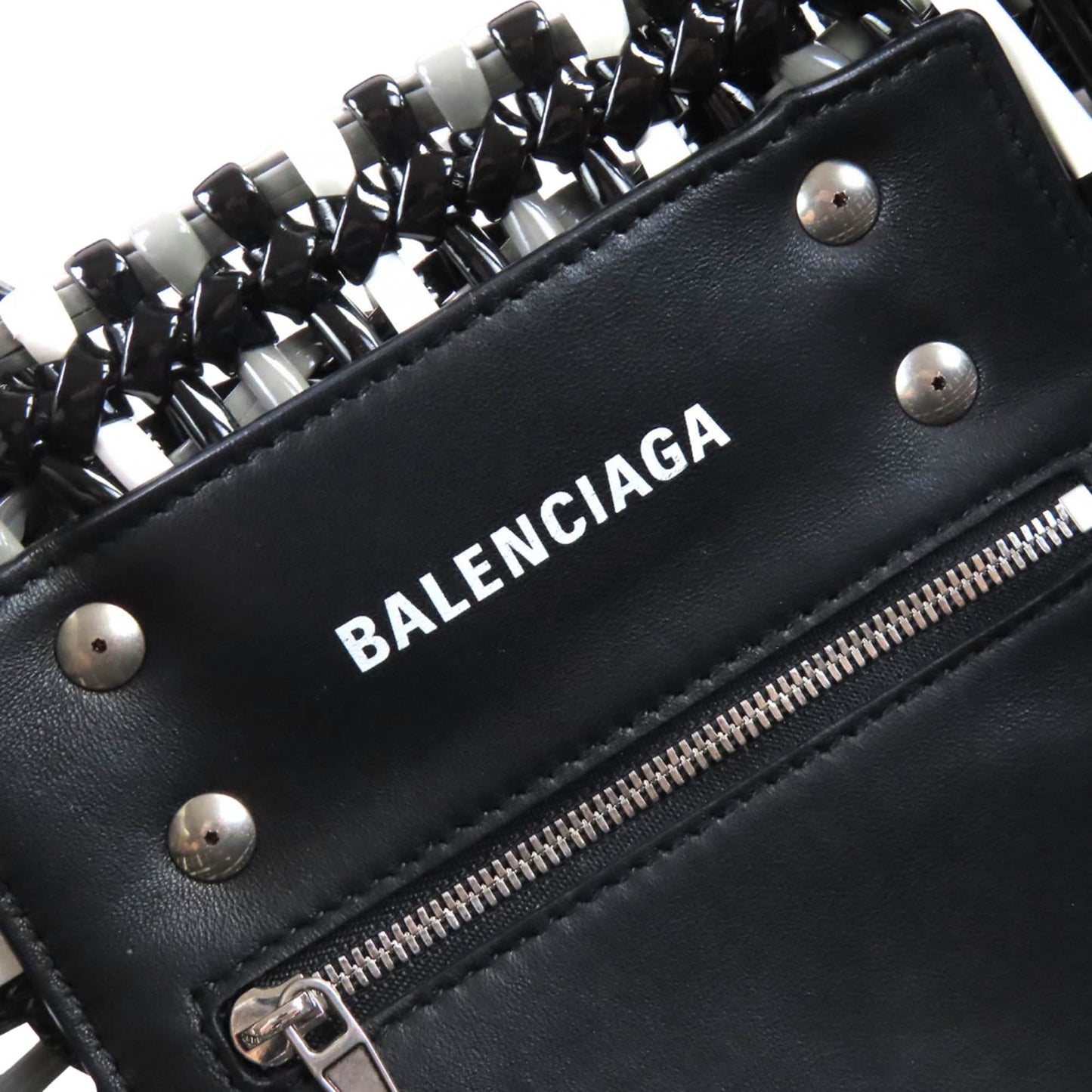 Balenciaga Faux Leather Bistro Basket Bag XS