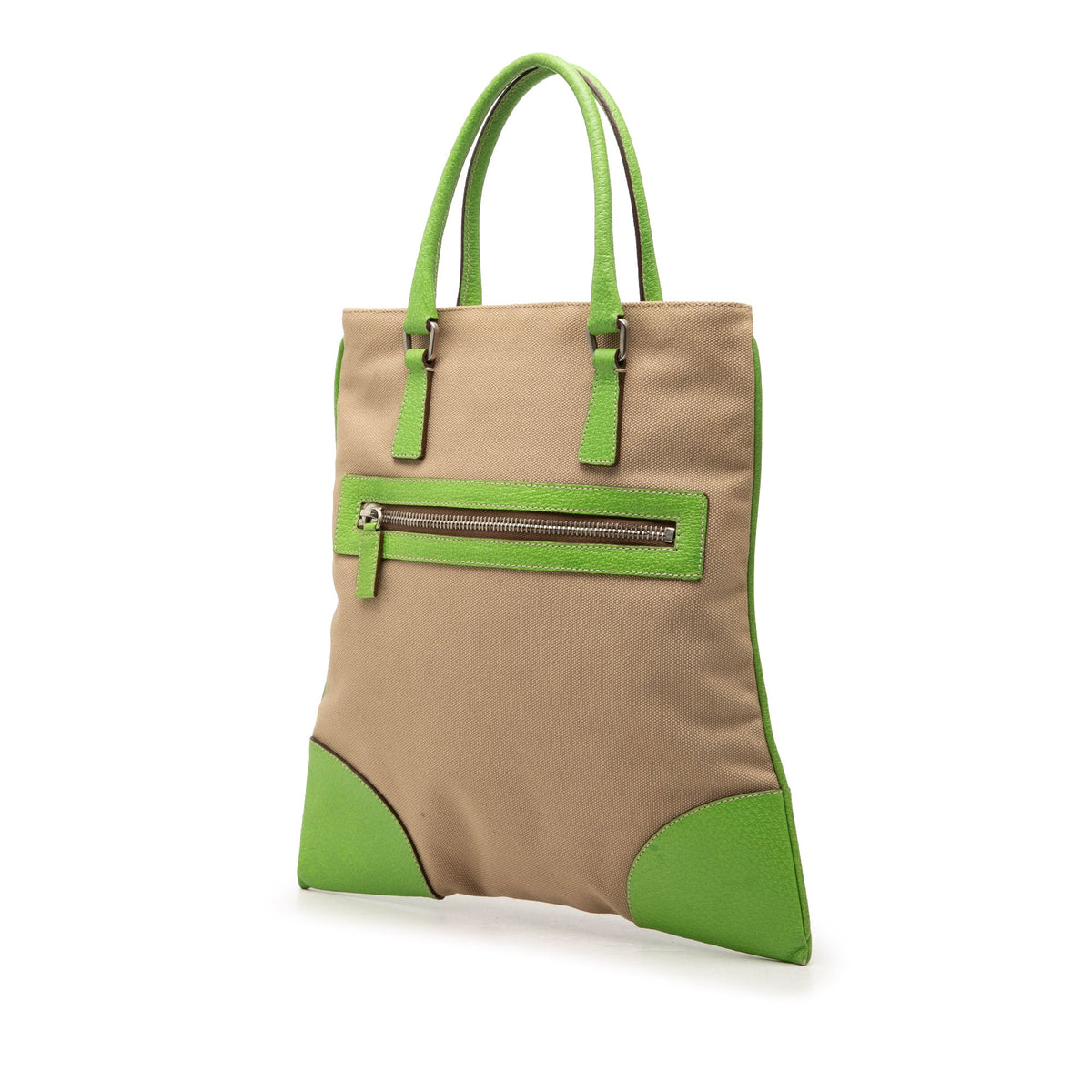 Prada Cinghiale Trimmed Canvas Canapa Tote