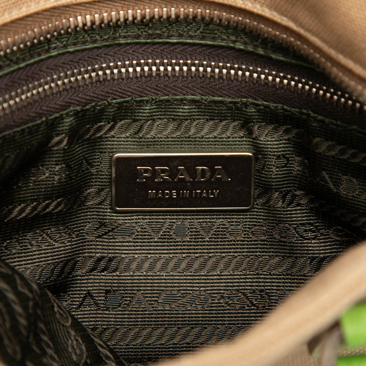 Prada Cinghiale Trimmed Canvas Canapa Tote