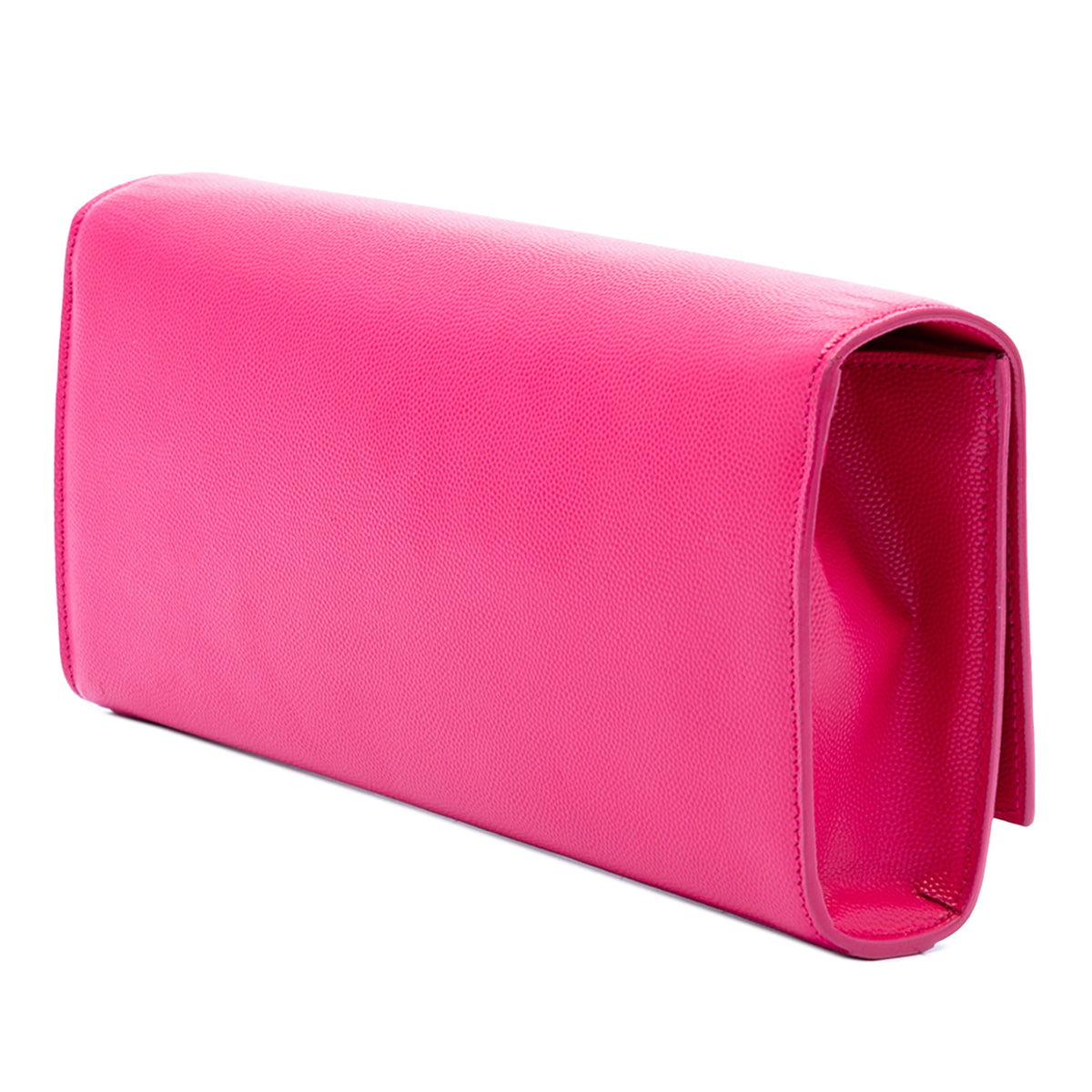 Saint Laurent Grain de Poudre Monogram Cassandre Clutch — Pink