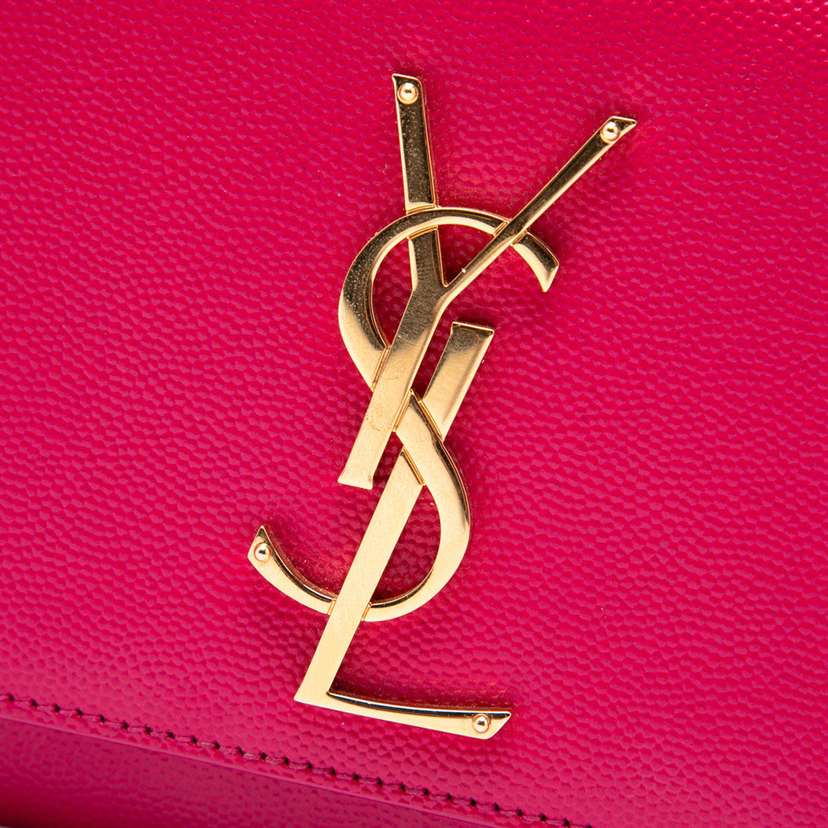 Saint Laurent Grain de Poudre Monogram Cassandre Clutch — Pink