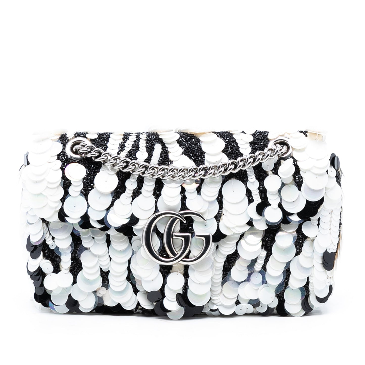 Medium GG Marmont Sequin Embellished Leather Shoulder Bag