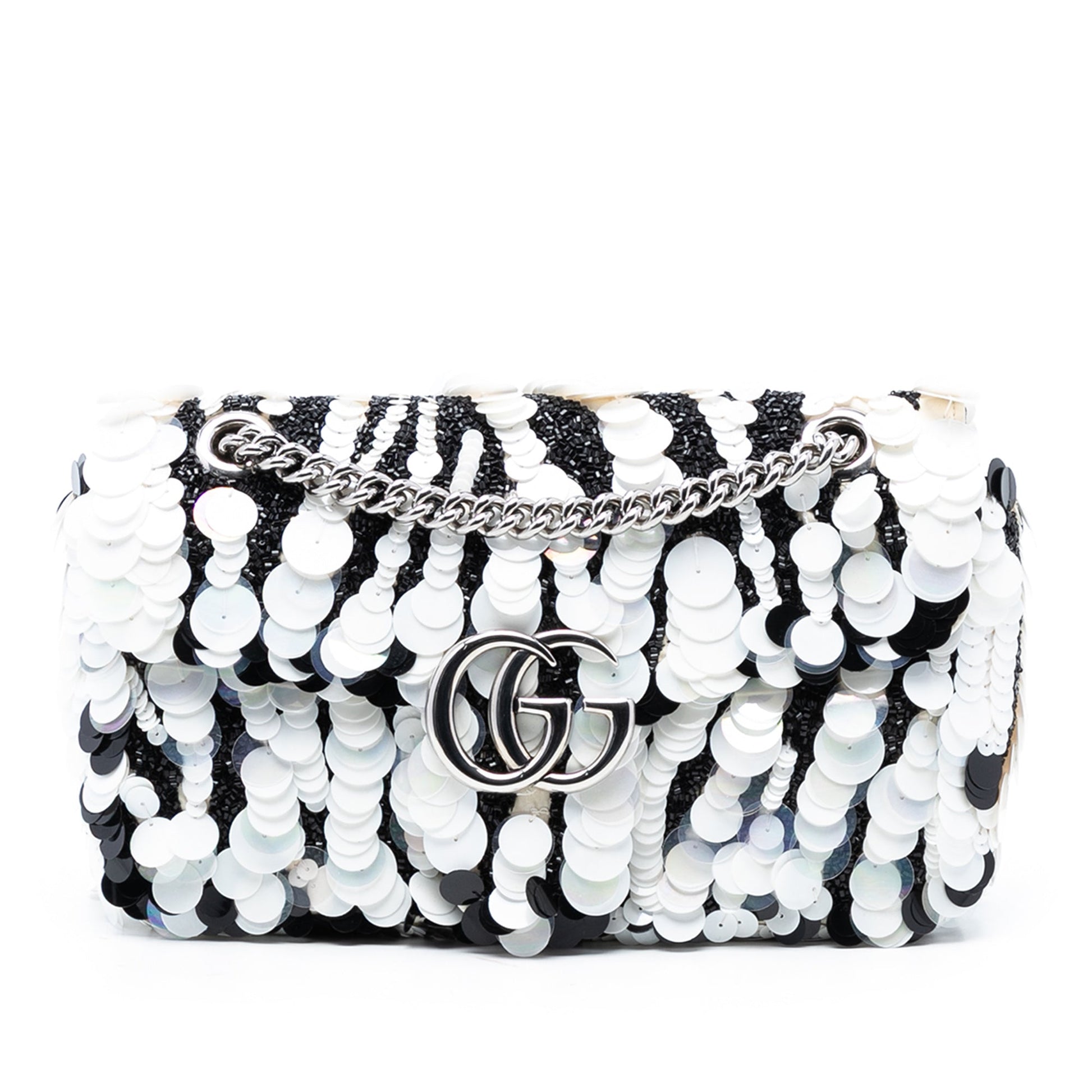 Medium GG Marmont Sequin Embellished Leather Shoulder Bag