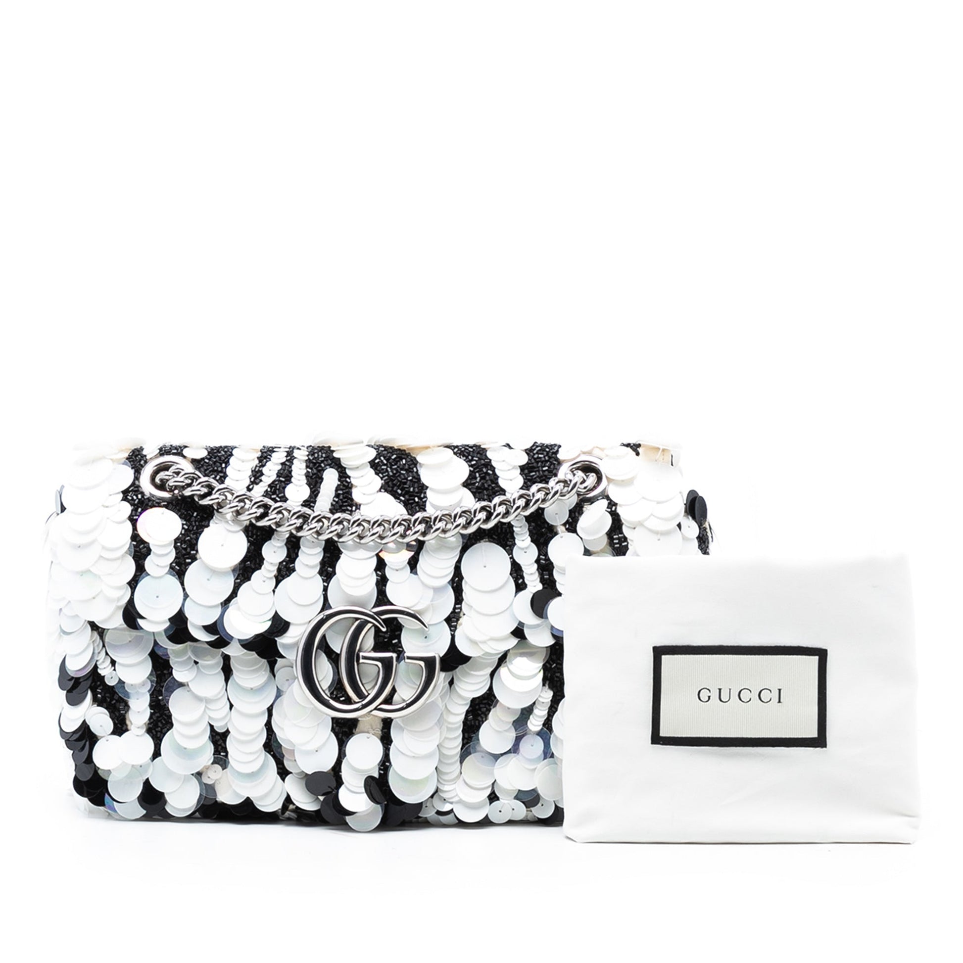 Medium GG Marmont Sequin Embellished Leather Shoulder Bag