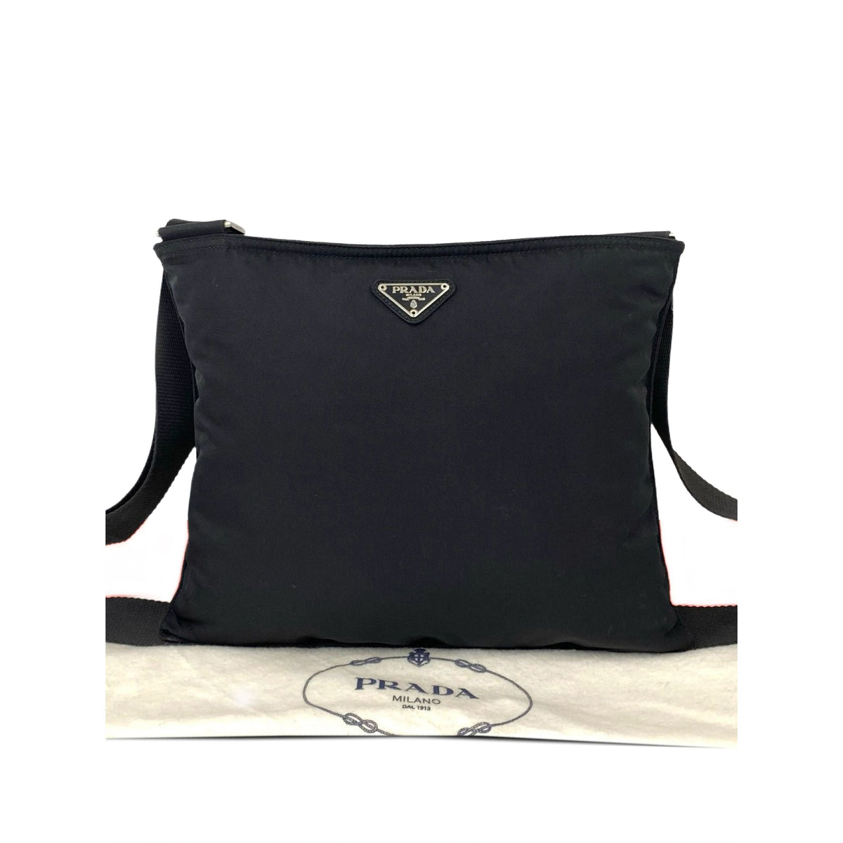 Prada Tessuto Zip Top Crossbody — Black