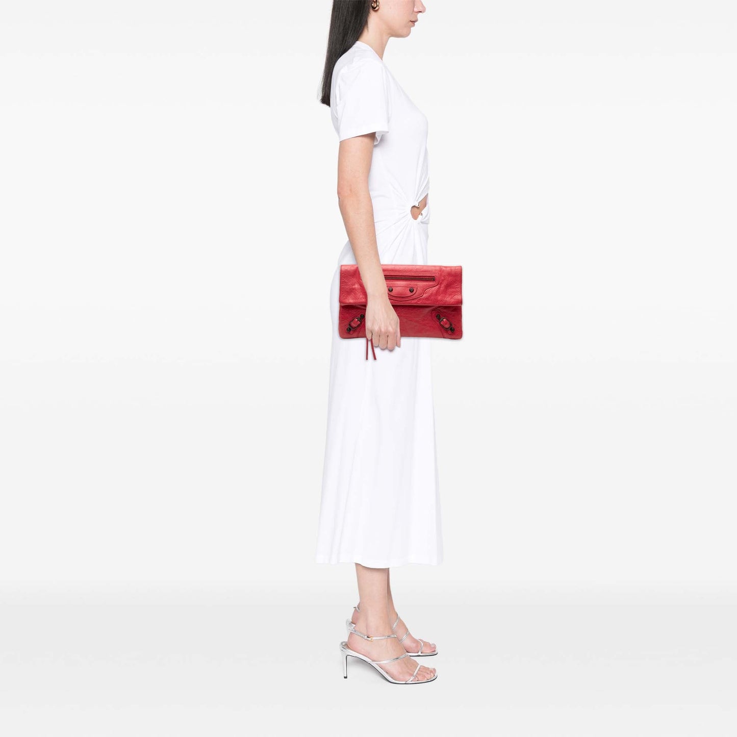 Balenciaga Lambskin Motocross Classic Envelope Clutch