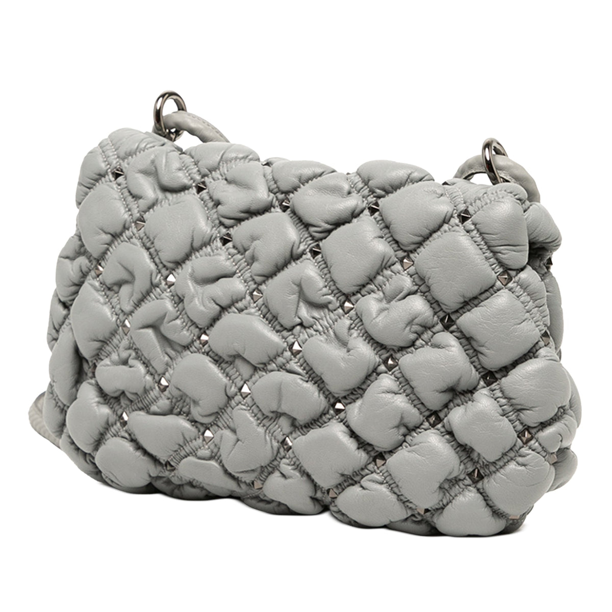 Valentino Medium Nappa Rockstud Spikeme Flap Crossbody — Gray