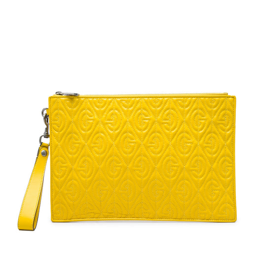 Gucci Quilted Calfskin G Rhombus Zip Clutch