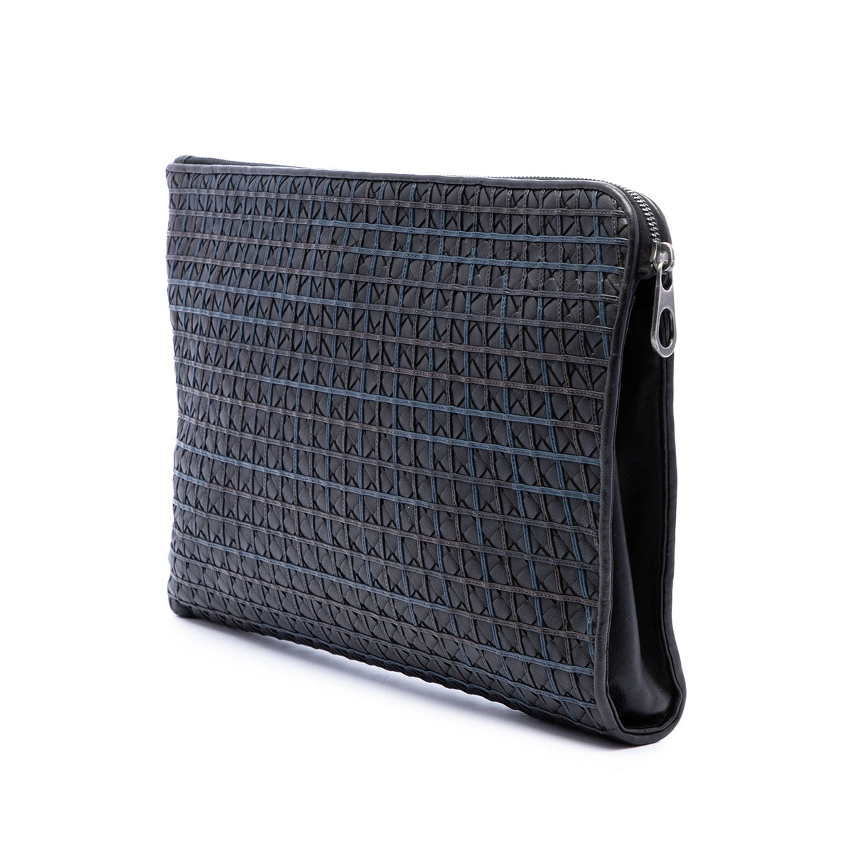 Bottega Veneta Nappa Intrecciato Stitched Clutch — Black