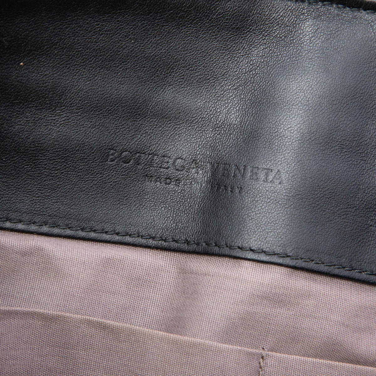 Bottega Veneta Nappa Intrecciato Stitched Clutch — Black