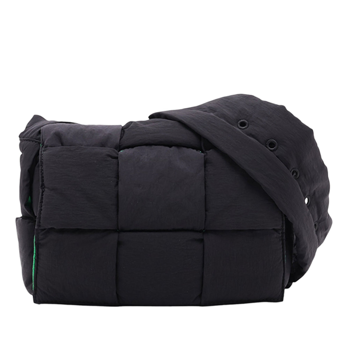 Bottega Veneta Candy Nylon Intrecciato Padded Tech Cassette Crossbody — Black