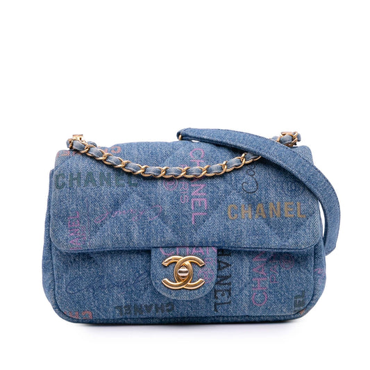 Chanel Mini Rectangular Quilted Denim Mood Flap
