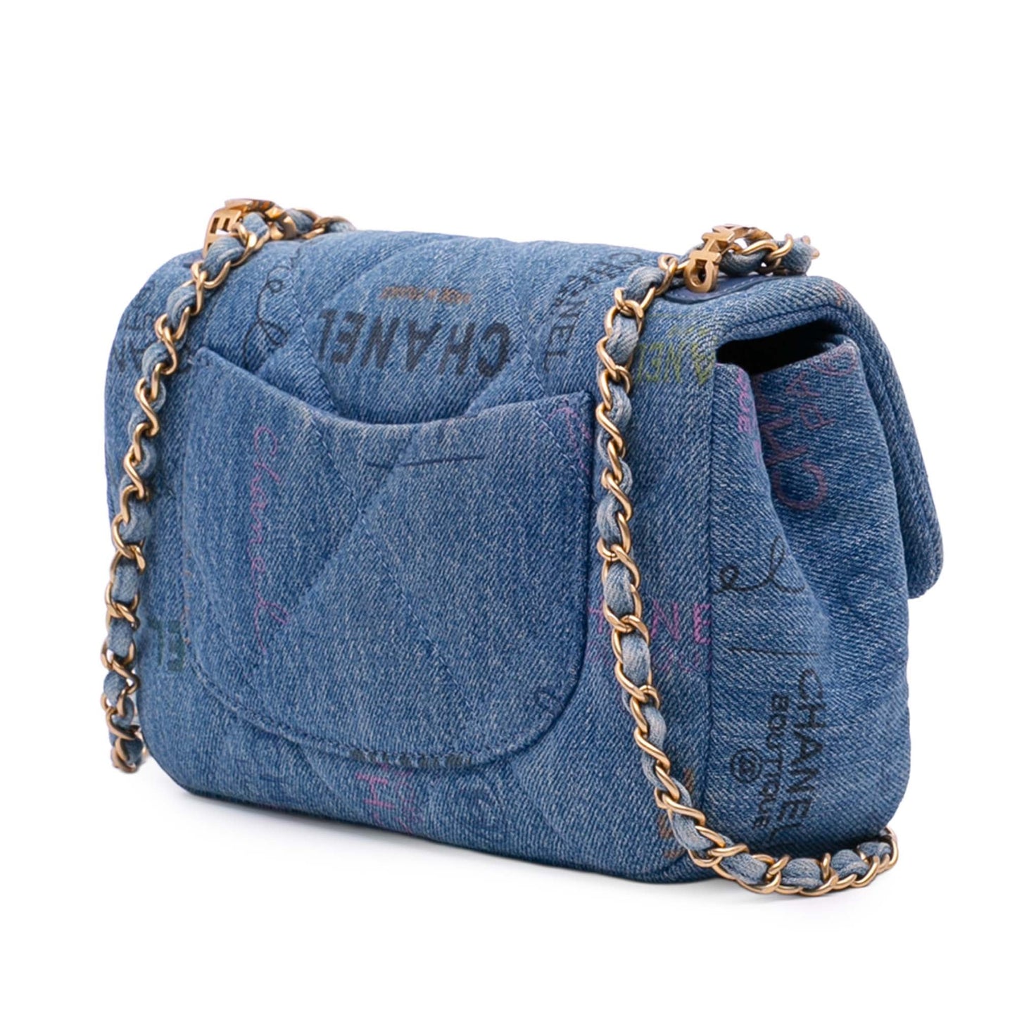 Chanel Mini Rectangular Quilted Denim Mood Flap