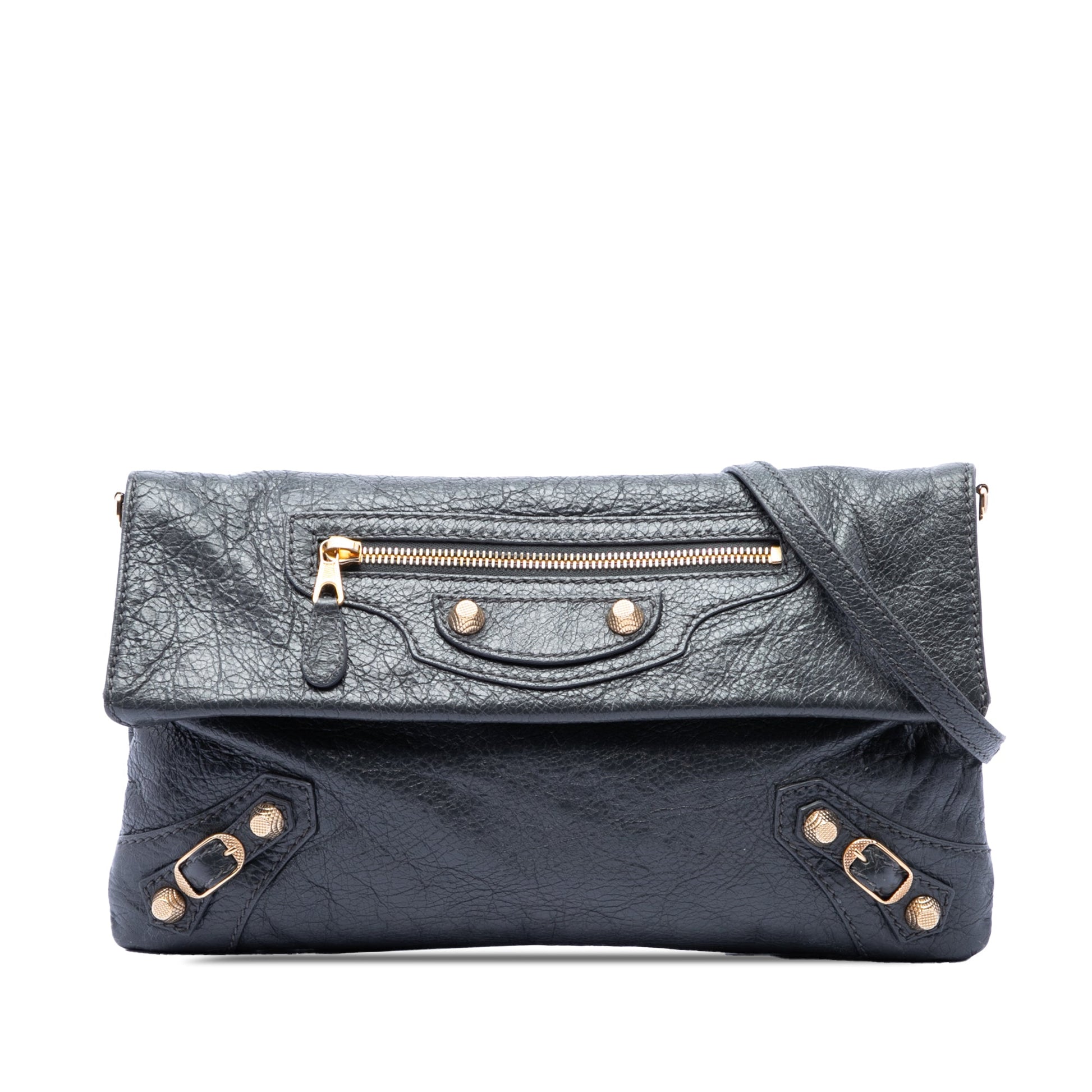 Balenciaga Lambskin Motocross Giant 12 Envelope Clutch With Strap