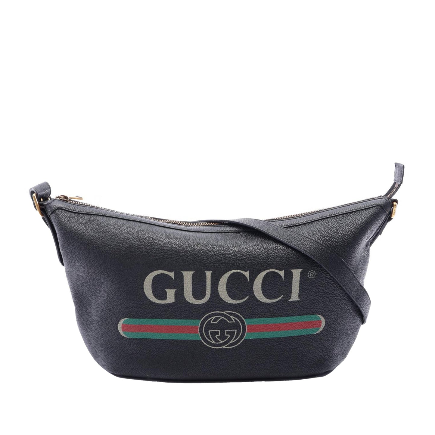 Gucci Grained Calfskin Logo Half Moon Crossbody