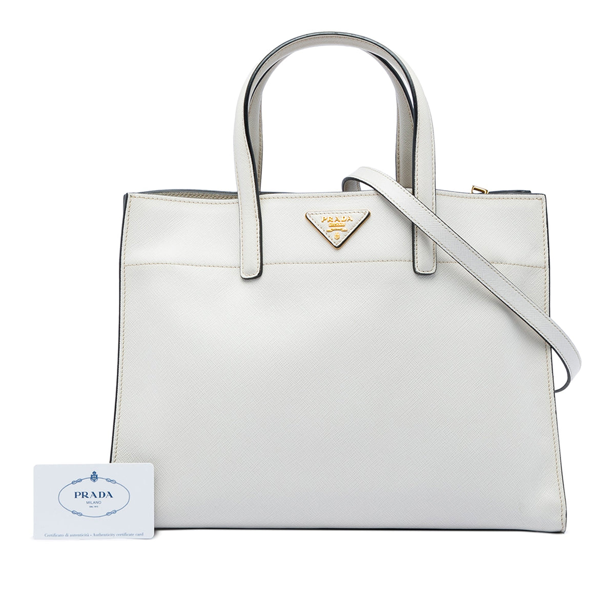 Prada Saffiano Soft Triple Pocket Tote