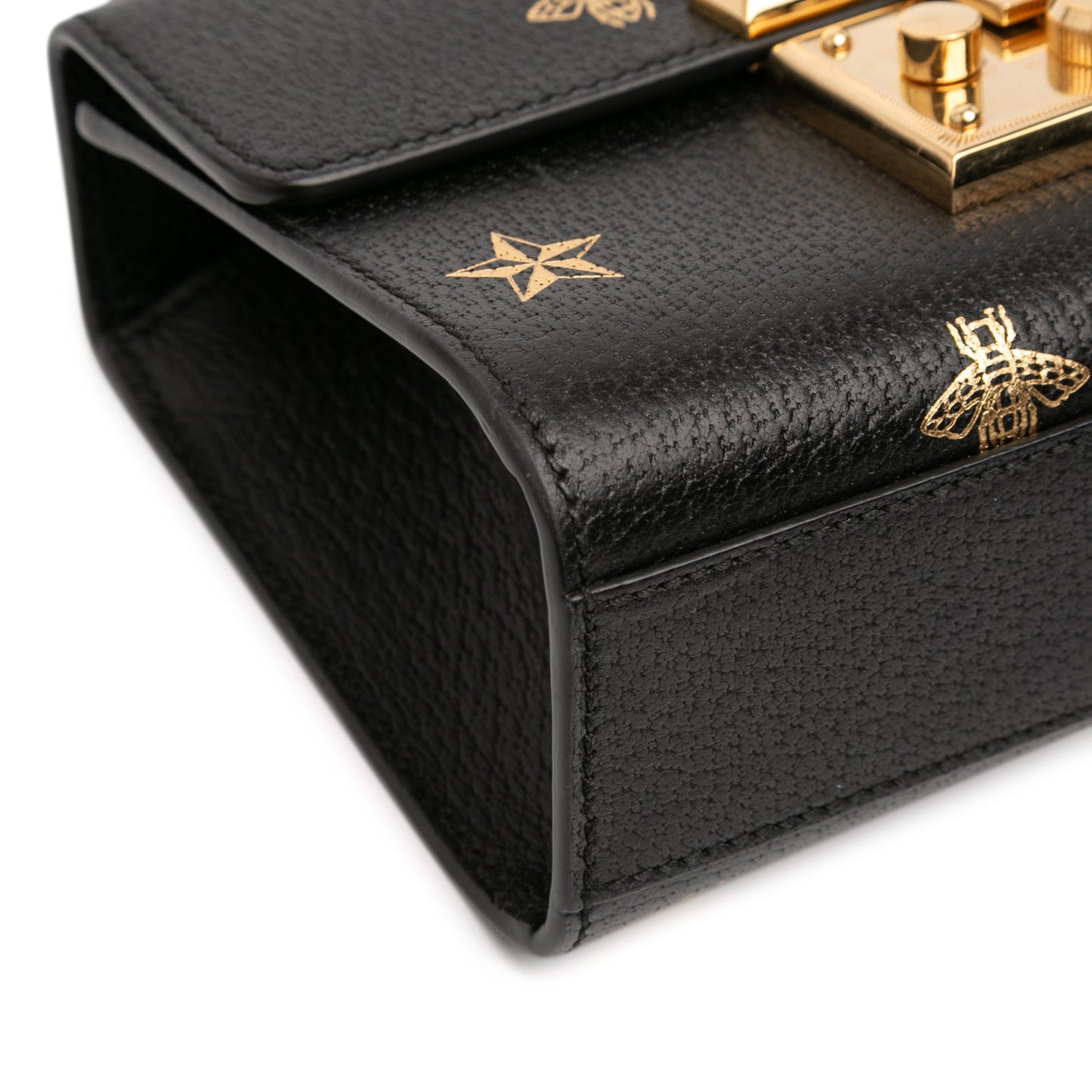 Gucci Small Leather Bee Star Padlock Crossbody