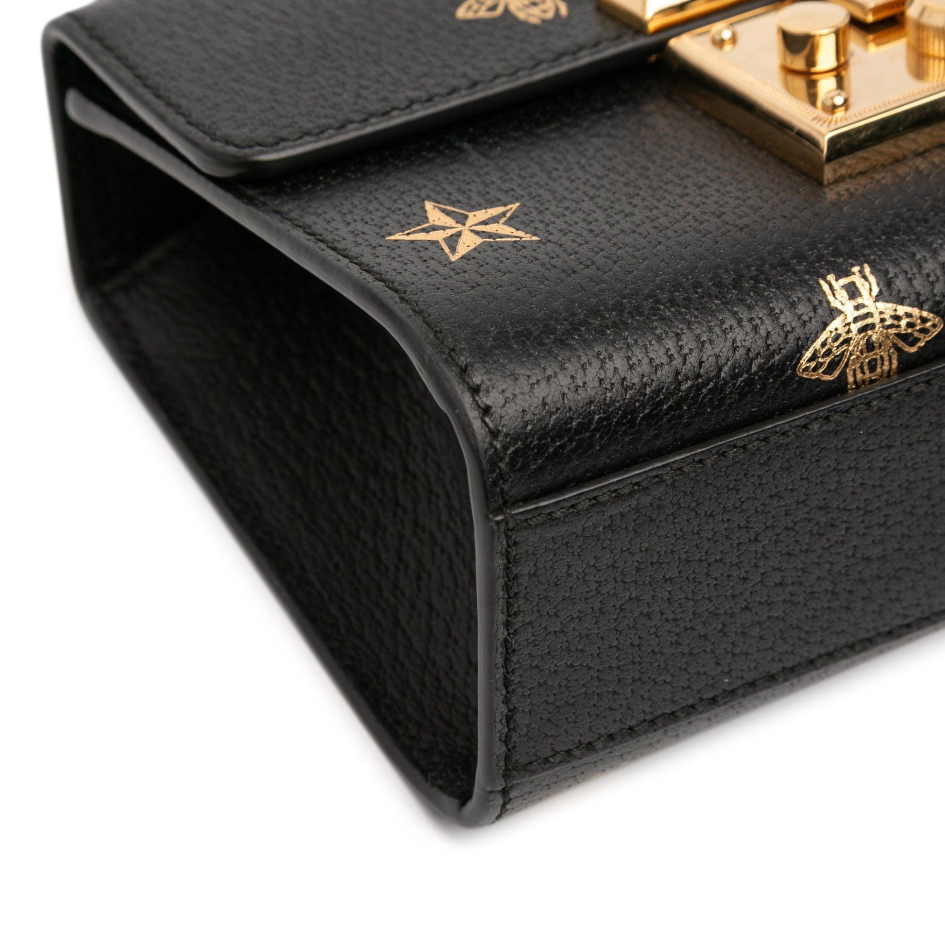 Gucci Small Leather Bee Star Padlock Crossbody