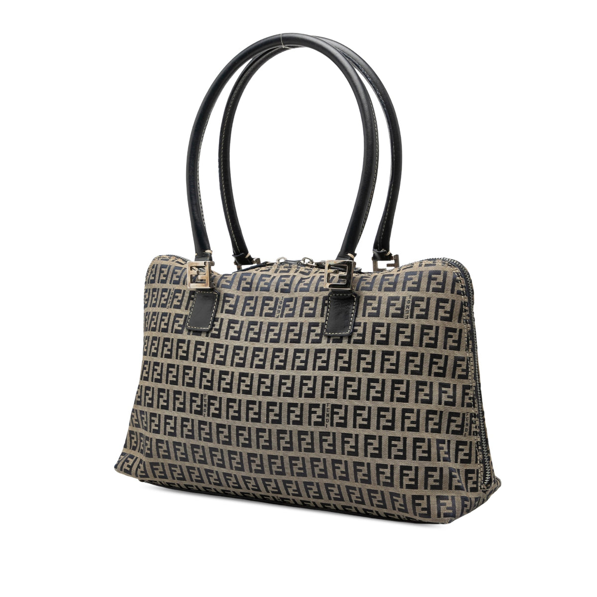 Fendi Zucchino Canvas Shoulder Bag — Gray