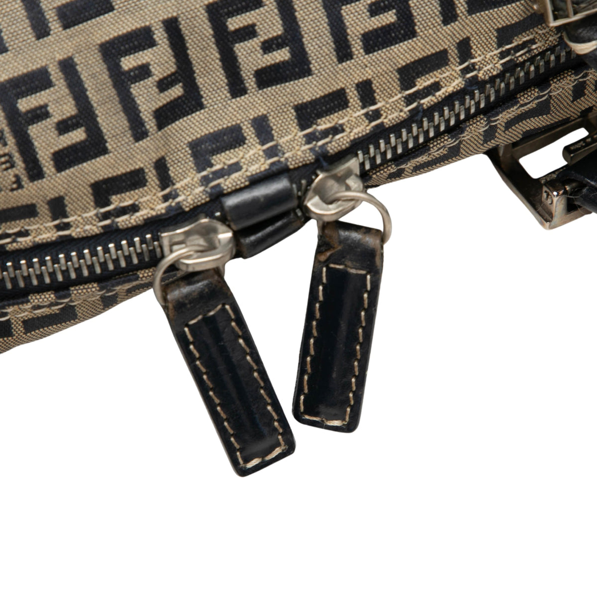 Fendi Zucchino Canvas Shoulder Bag — Gray
