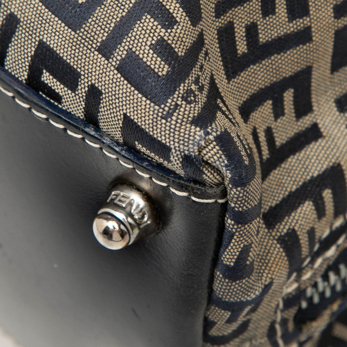 Fendi Zucchino Canvas Shoulder Bag — Gray